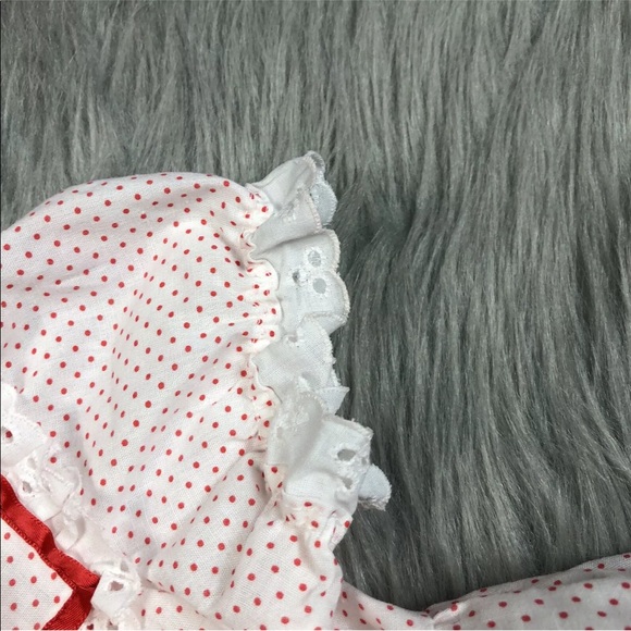 Vintage Baby Girls Haddad Brothers Red White Polka Dot Lace Ruffle dress - Picture 4 of 11